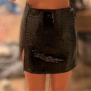 Leather Skirt in Snake Skin Pattern